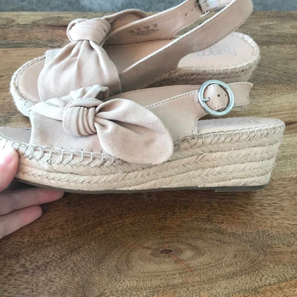 Franco Sarto Beige Knot Espadrille Slingback Sandals